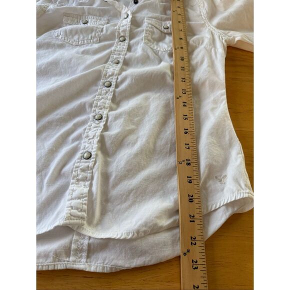 American Eagle Outfitters White Western Snap Button Shirt – Women’s P Small - Picture 9 of 10